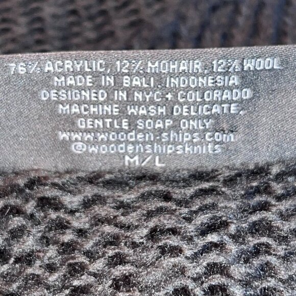 WOODEN SHIPS HEART SWEATER - CHARCOAL & RED LIGHTWEIGHT MOHAIR BLEND Size  M/L - Picture 8 of 8